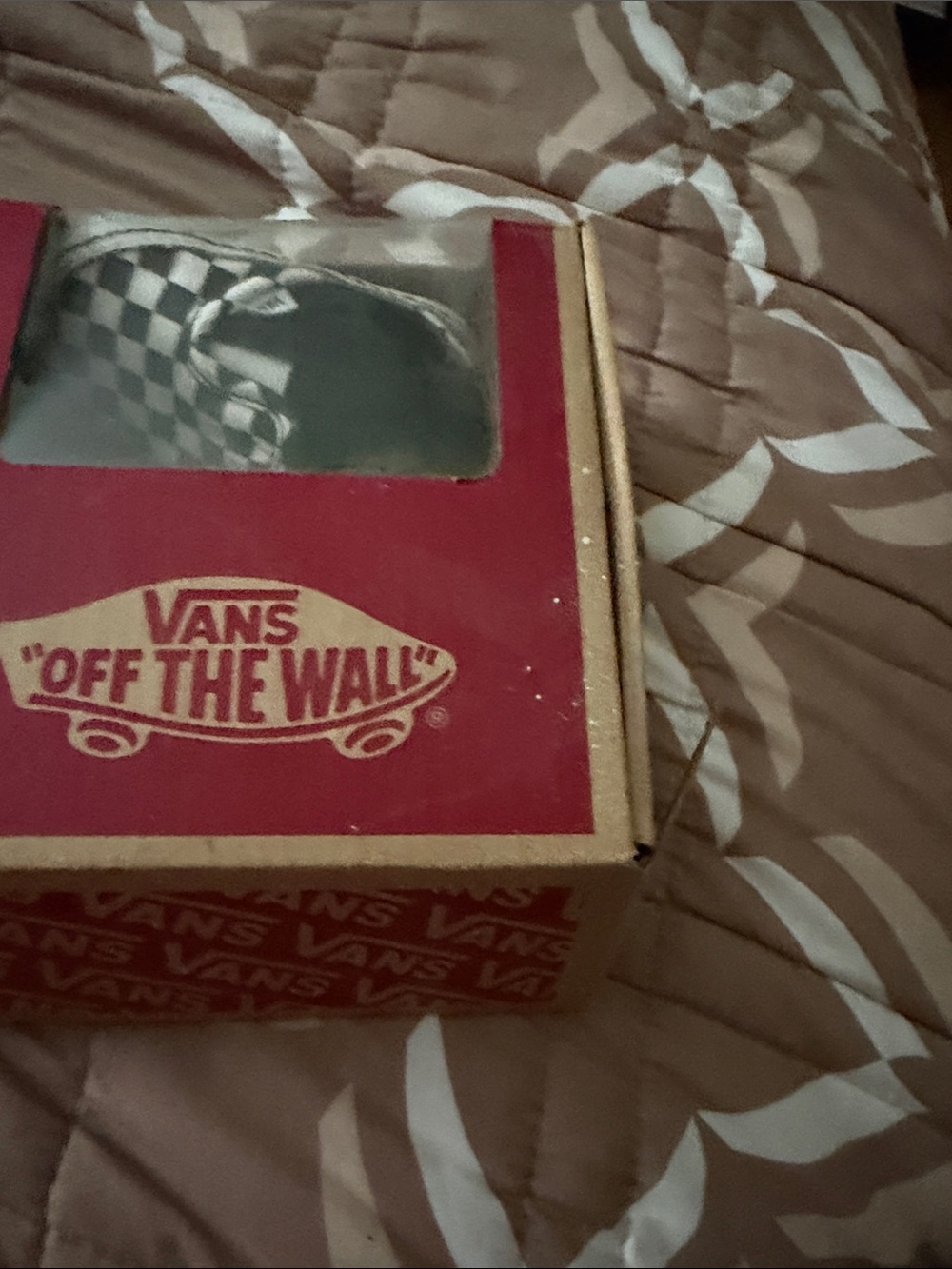 Vans Red and Tan Checkerboard Shoe Box with 'Off The Wall' Logo